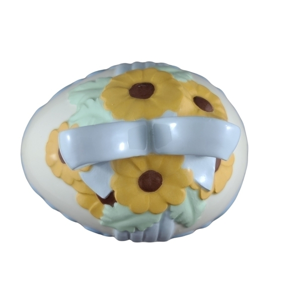 vintage Ceramic Easter Egg Candy Dish Container Sunflowers Spring Serving Ware - Picture 6 of 10
